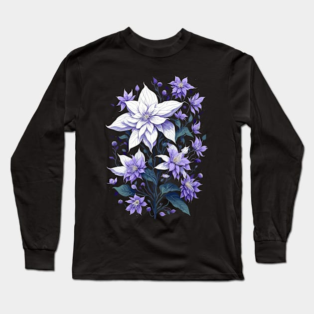 Purple Clematis Flowers Long Sleeve T-Shirt by craftydesigns